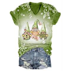 Spring Gnome Print Women's Casual Top